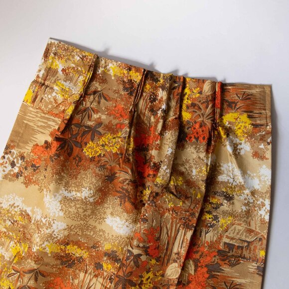 2 Vintage Retro 70s Pinch Pleat Floral Curtain Panels 82" Long *Stains On Back* - Picture 2 of 9